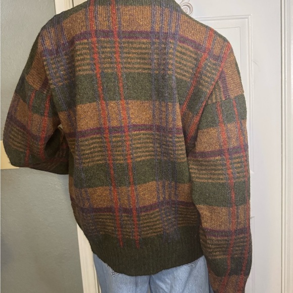 VINTAGE Christopher Hayes Sweater Mens Size M Green Red Plaid Shetland Wool. - Picture 8 of 11
